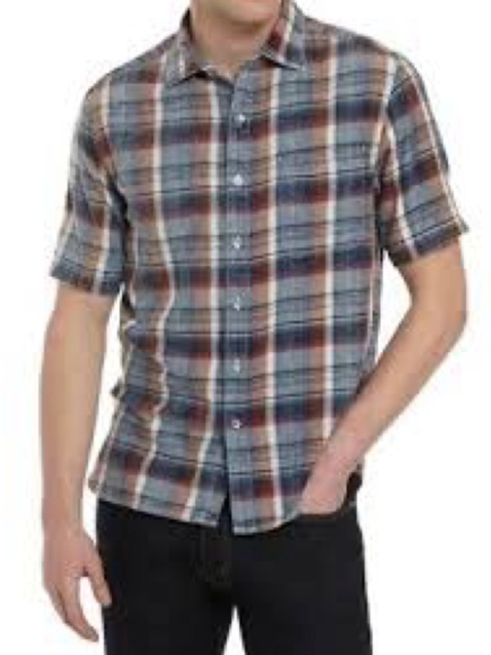 Tommy Bahama Men's Short-Sleeve Plaid Button-Up camp shirt large